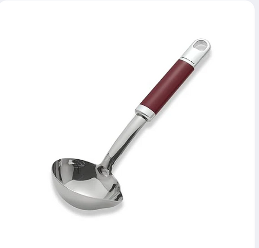 KitchenAid Euro Stainless Steel Serving Ladle with Spout, Empire Red